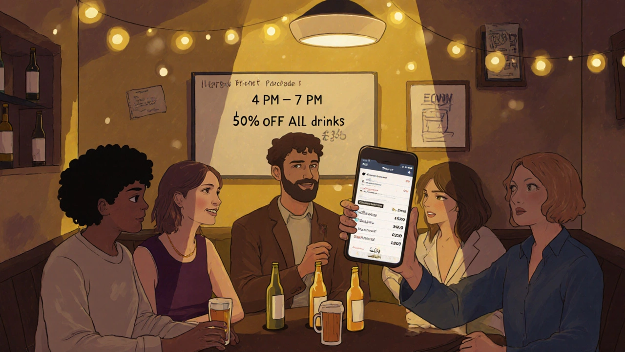 Friends enjoying discounted drinks during weekday happy hour in a cozy karaoke booth in Brixton.