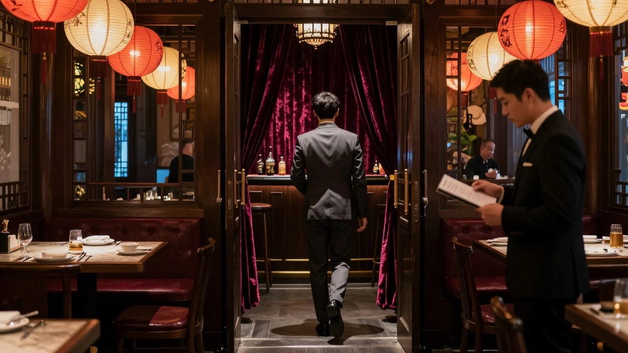 A guest hesitating at the entrance to a hidden speakeasy bar inside The Ivy Asia.