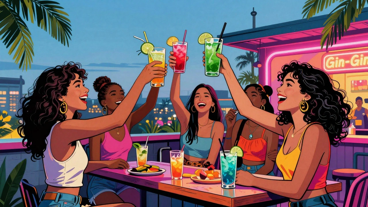 Vibrant Cuban-themed cocktails at Gin-Gin rooftop bar